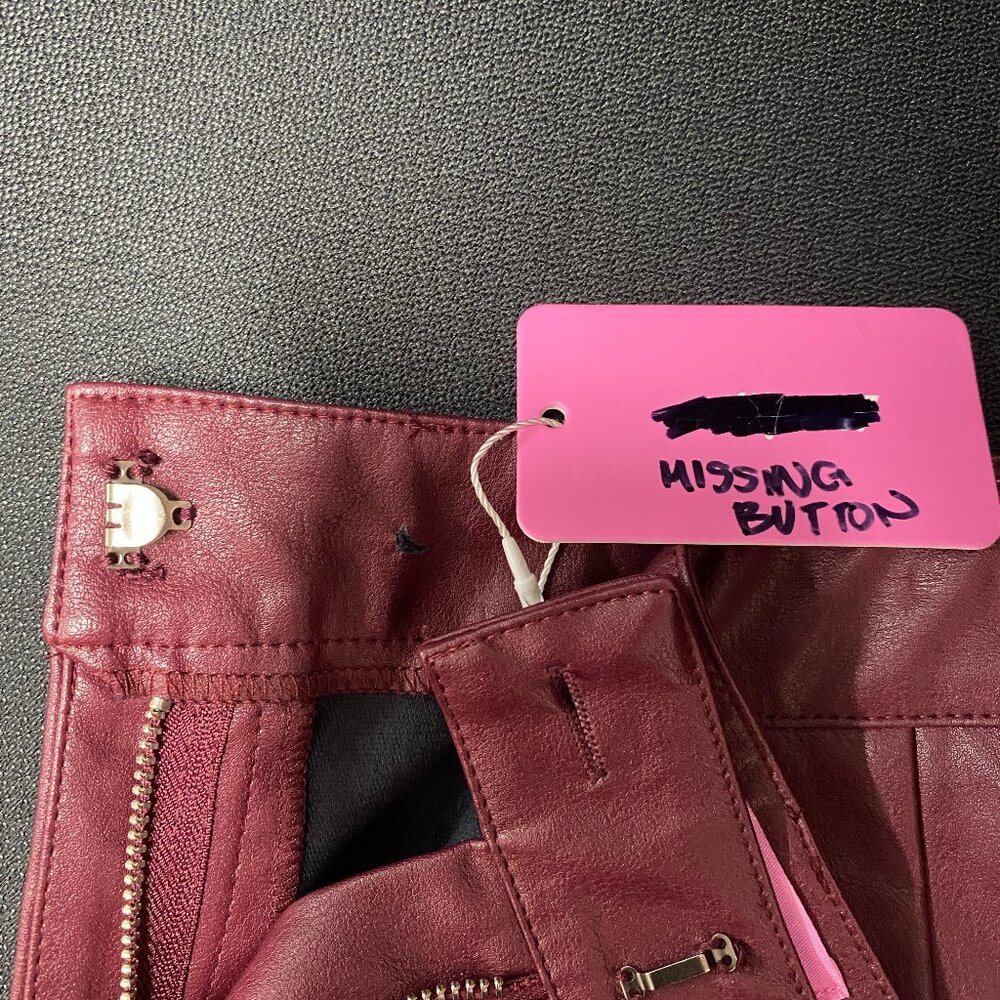 Edikted Melaney Faux Burgundy Leather Micro Shorts - Picture 5 of 5